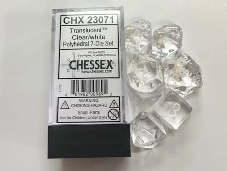 Chessex - 7 Piece - Translucent - Clear White Online